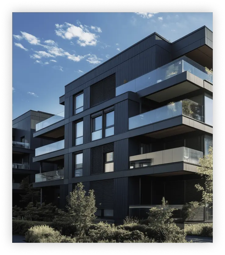 バルコニーを備えたモダンな集合住宅の外観